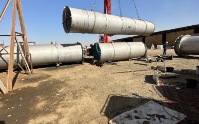 5 steel flues in a lattice tower lined with Pennguard