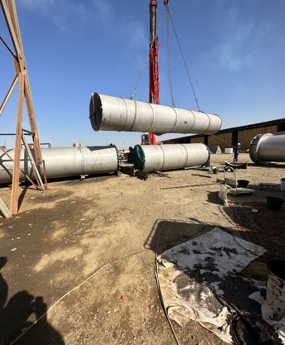 5 steel flues in a lattice tower lined with Pennguard